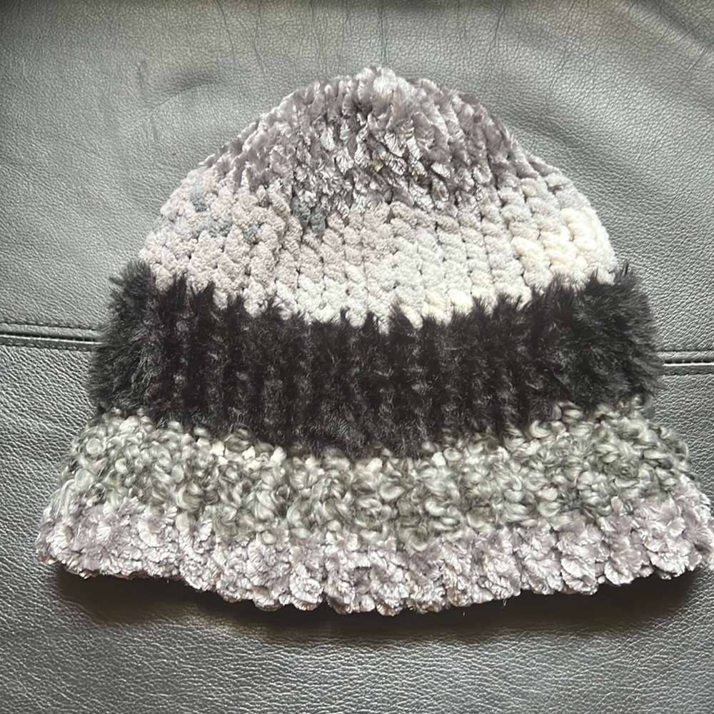 HANDMADE UNISEX cozy and warm knit beanie *MULTI GREY AND BLACK*
